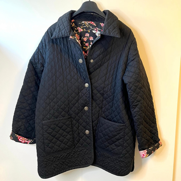 Vintage Reversible Quilted Barn Coat Cottagecore Barbour Style 90s Y2K fits M–XL - Picture 3 of 15